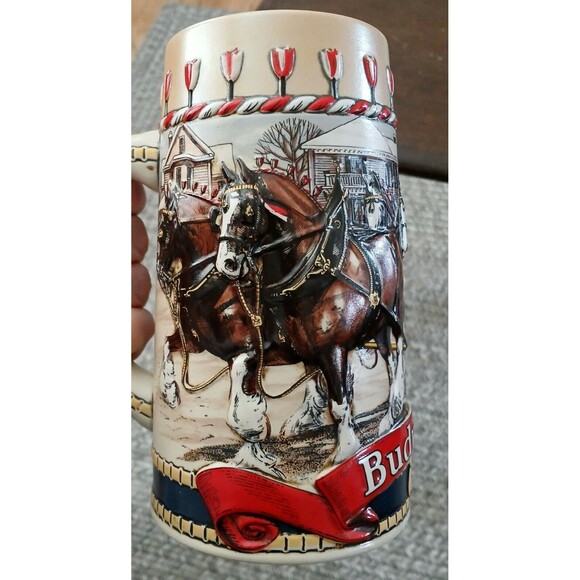 Budweiser Handcrafted 1986 Ceramarte B Series Textured Horse Carriage Mug Heavy - Picture 8 of 14